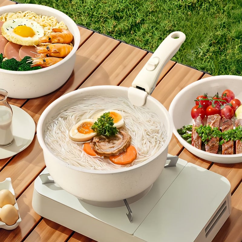 Sharpdo 18-Piece Non-stick Ceramic Cookware Set with Detachable Handles, Suitable for Induction Cooktops and Ovens, PFAS, PFOA, and PTFE free - Image 2